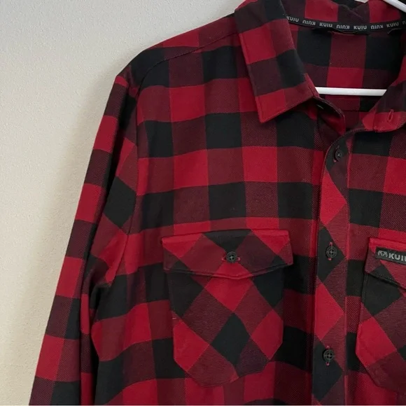 KUIU Red and Black Buffalo Plaid Casual Shirt - Picture 4 of 8